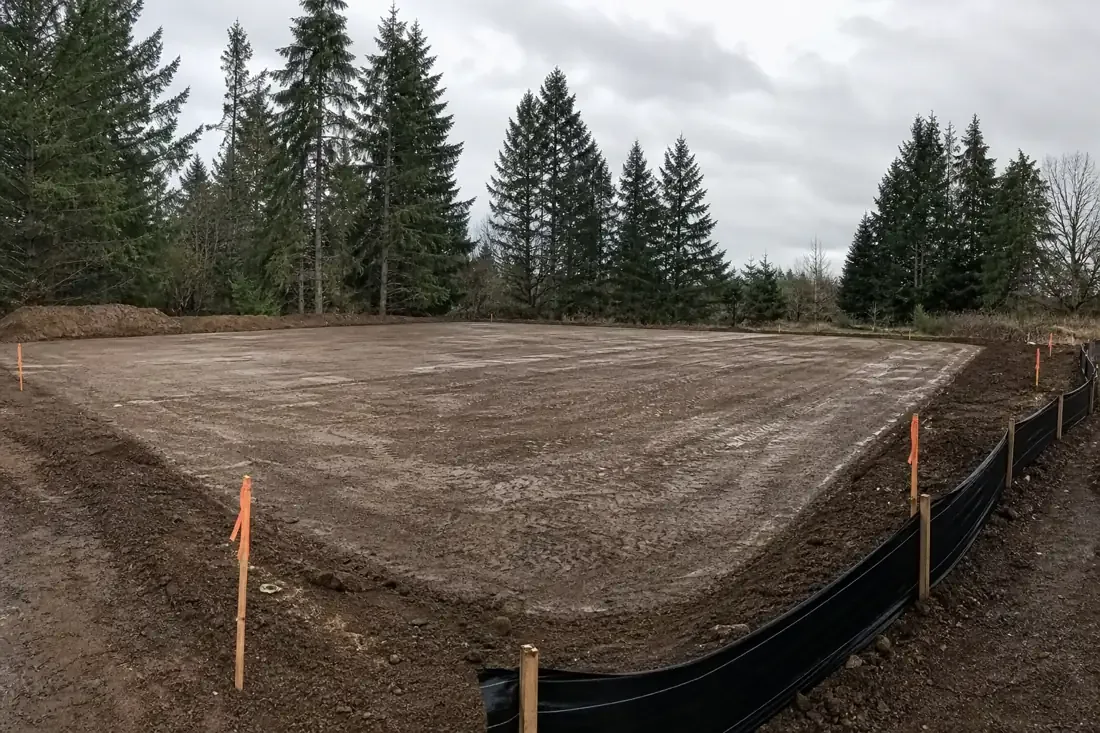 Finished graded and compacted building pad ready for foundation in Vancouver, WA